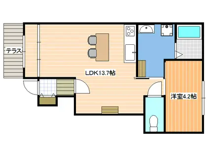 ヴィレッタII(1LDK/1階)の間取り写真