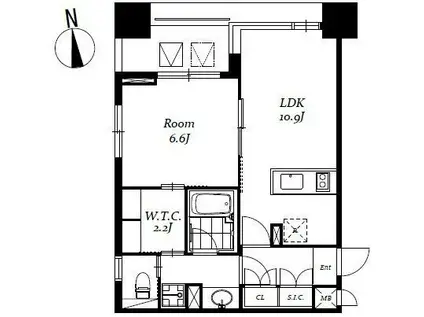 レジディア日本橋馬喰町III(1LDK/12階)の間取り写真