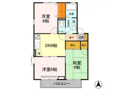 エステートUII(3DK/2階)の間取り写真