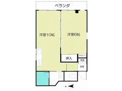 相良ビル(1LDK/2階)の間取り写真