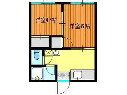 手島荘(2K/2階)の間取り写真