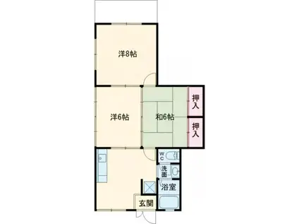 グリーンヒル(3DK/2階)の間取り写真