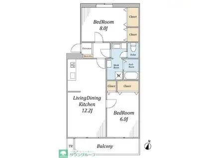 チュリス新狭山(2LDK/2階)の間取り写真
