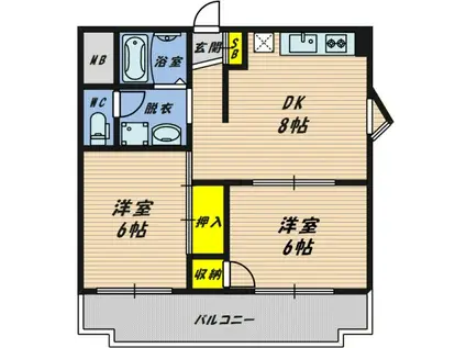 マイハイツセリガン(2LDK/5階)の間取り写真