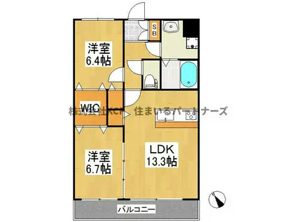 グランドレジデンス(2LDK/6階)の間取り写真