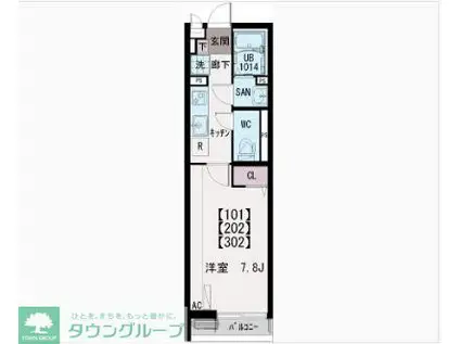 IXO南篠崎(1K/2階)の間取り写真