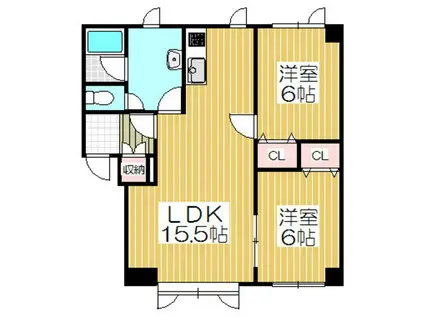 グランデールII(2LDK/1階)の間取り写真