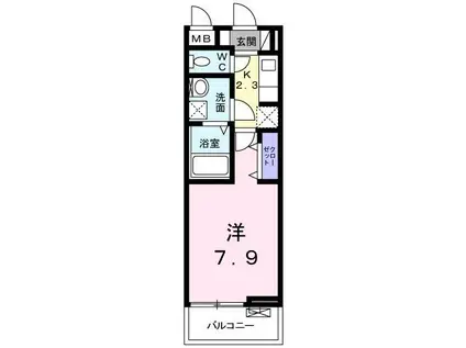 マリオ高松北(1K/3階)の間取り写真