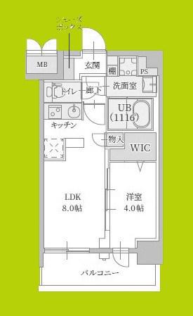 プランドール新北野(1LDK/7階)の間取り写真