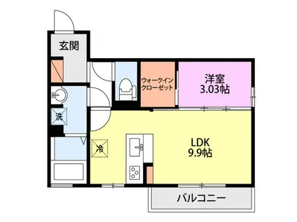 ACTIVE-FINE(1LDK/2階)の間取り写真