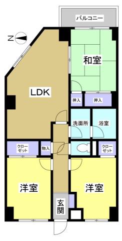 ホリホックイン和田(3LDK/3階)の間取り写真