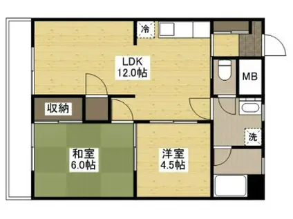 川口ハイツ(2LDK/4階)の間取り写真