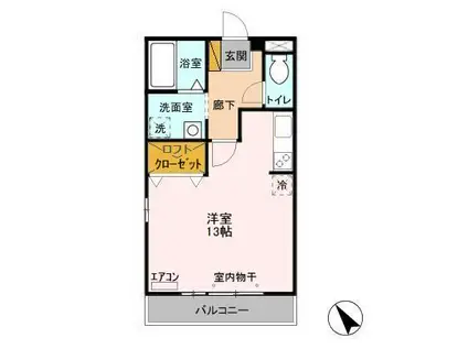 エスポワールI(ワンルーム/2階)の間取り写真