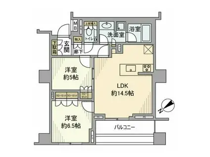 パークハウス小石川(2LDK/2階)の間取り写真