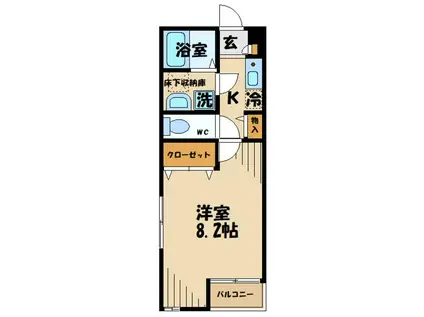 マイプレイス東府中(1K/2階)の間取り写真