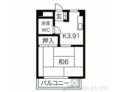サニーサイド竹園(1K/2階)の間取り写真