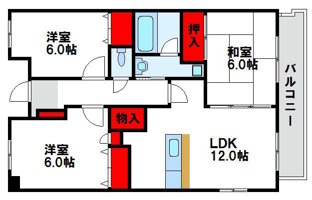 カレンエビツ(3LDK/4階)の間取り写真