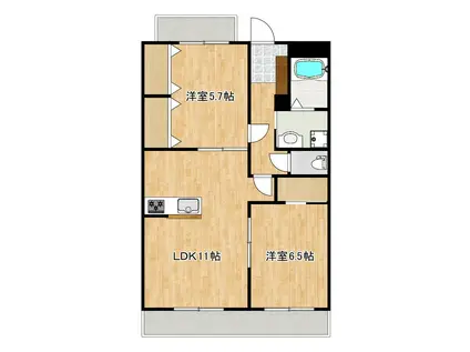 クロノス52鶴羽田(2LDK/1階)の間取り写真