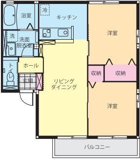 フローラ(2LDK/1階)の間取り写真
