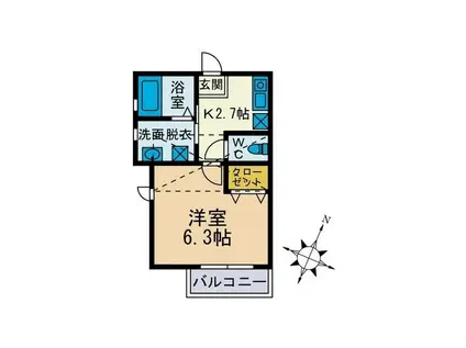 メビラス東海大(1K/2階)の間取り写真