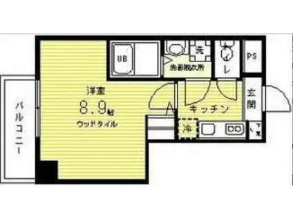 E.ZE.御所南II(1K/4階)の間取り写真