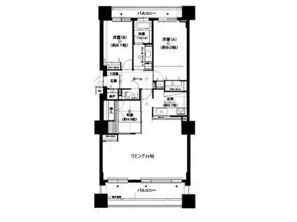 Dクラディア植物園(3LDK/6階)の間取り写真