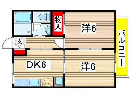 メゾンハイブリッジA(2DK/1階)の間取り写真