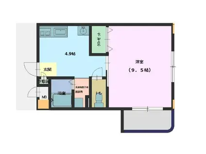 ジュネス(1K/3階)の間取り写真