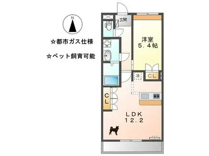 メゾングレース楠(1LDK/3階)の間取り写真