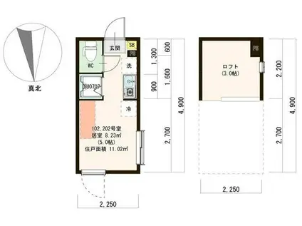 HARMONY TERACCE REVIEW(ワンルーム/1階)の間取り写真