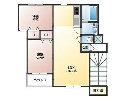 リアンコート(2LDK/2階)の間取り写真