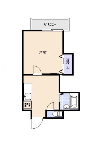 広島畳材6ビル(1DK/6階)の間取り写真