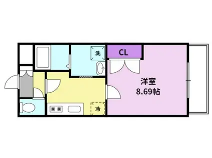 レ・クルール(1K/1階)の間取り写真