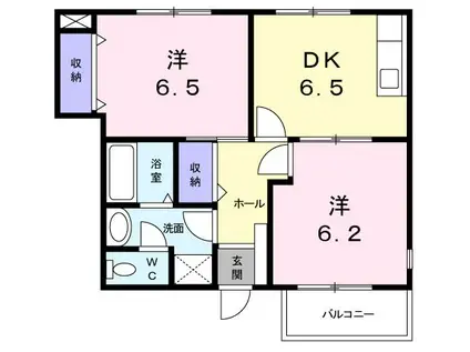 YKハドソンIII(2DK/1階)の間取り写真