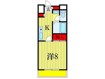 ビュウビレッヂ黒砂(1K/3階)の間取り写真