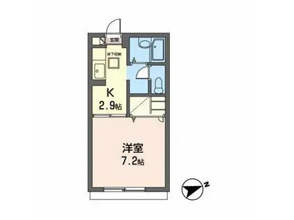 ドエル・エス(1K/1階)の間取り写真