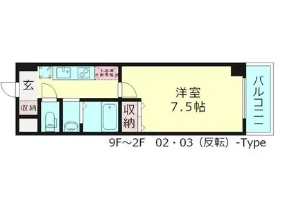 セリーン都島 SERENE MIYAKOJIMA(1K/8階)の間取り写真