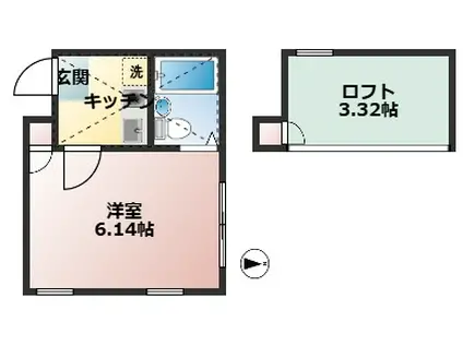 コーポマリーナ日吉(1K/1階)の間取り写真