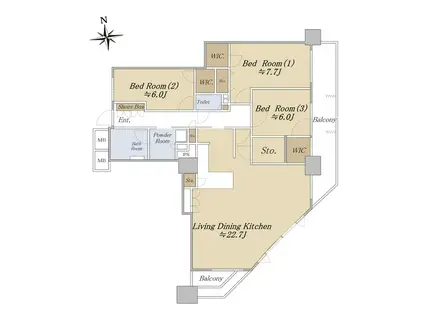 シティトリエ京橋(3LDK/13階)の間取り写真