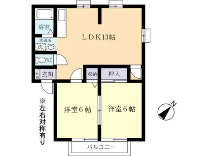 サンビレッジ臼井A(2LDK/2階)の間取り写真