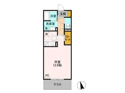 カスタリアV(ワンルーム/1階)の間取り写真