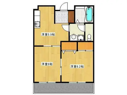 スクエア浄行寺(2DK/3階)の間取り写真