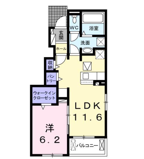 クラウド平井 II(1LDK/1階)の間取り写真