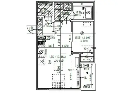 JACK MEIKOI(1LDK/3階)の間取り写真
