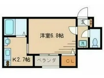 MANA-K(1K/2階)の間取り写真