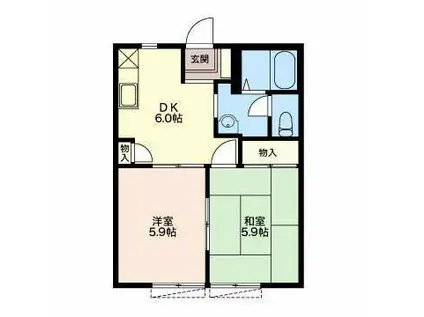 エクセル新畑(2DK/2階)の間取り写真