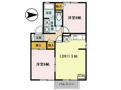 セジュール飯島201(2LDK/2階)の間取り写真