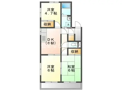 ヴィラ東山A(3DK/2階)の間取り写真