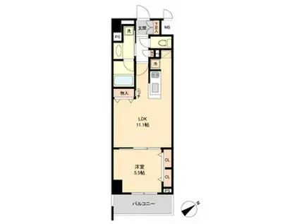 グランルクレ新栄イースト(1LDK/5階)の間取り写真