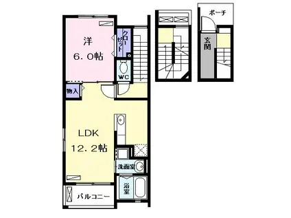 KT・PLACE(1LDK/3階)の間取り写真